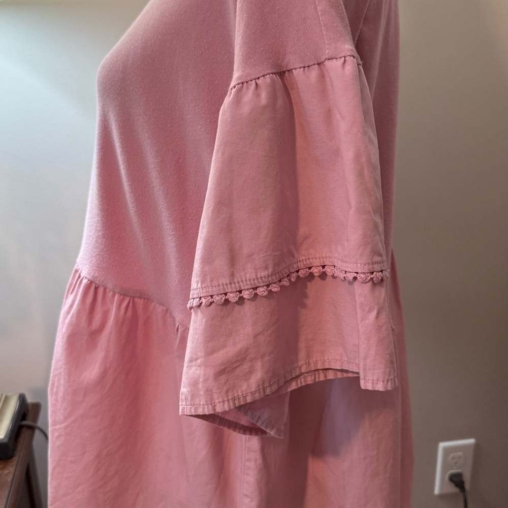 Bobeau Pink Boho Blouse with Ruffled Details - Picture 2 of 7
